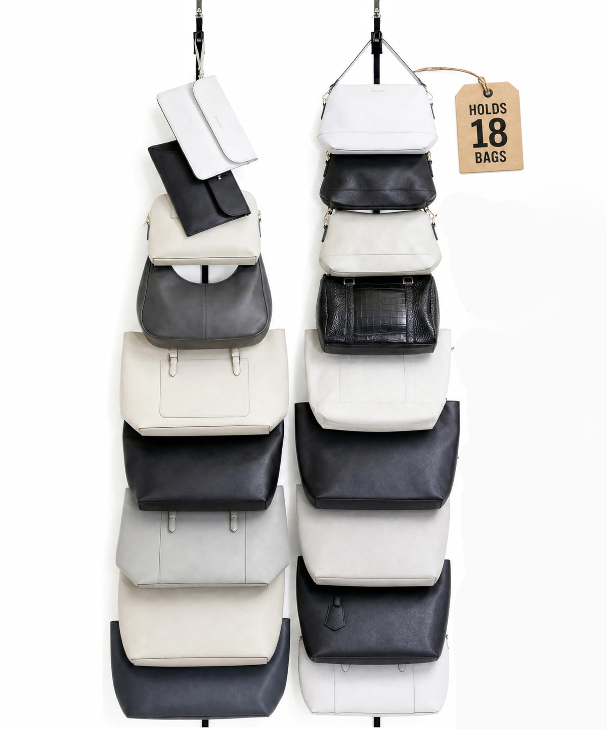 Over-The-Door Handbag and Purse Organizer, 1 Strap, Holds 9 Handbags