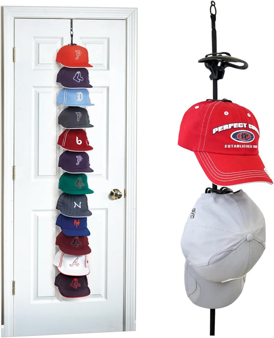 Over-The-Door Hat Organizer for Baseball Caps, 1 Strap. Holds up to 36 Caps