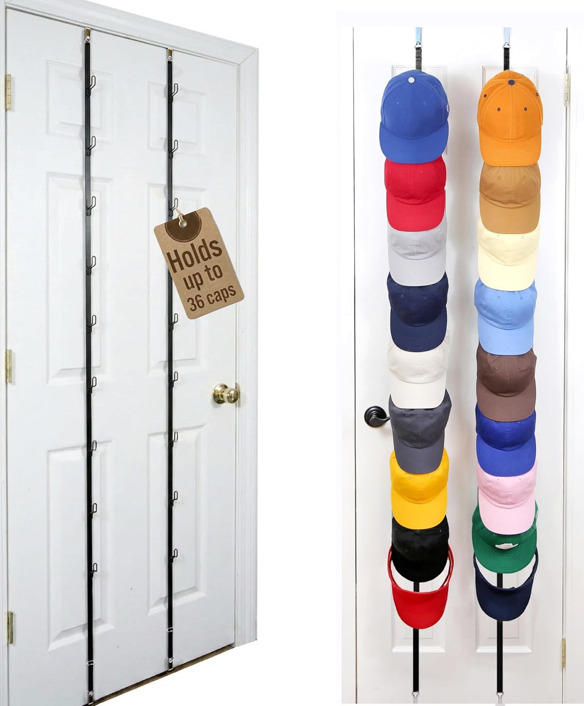 Perfect Curve CapRack Over-The-Door Hat Organizer for Baseball Caps