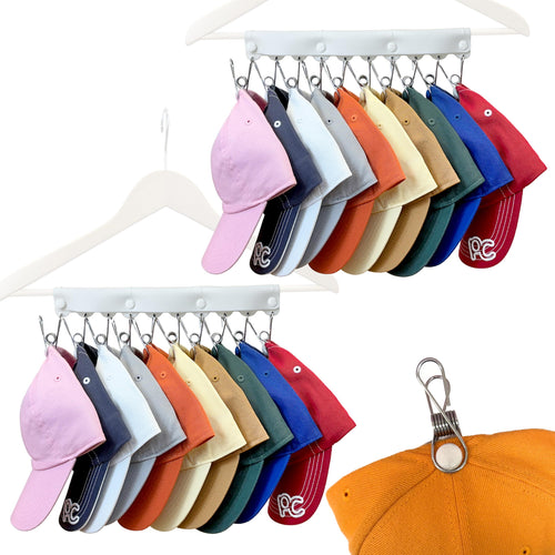 Hat Hanger For Closet. 10 Hooks Holds 10 Caps. Silicone. 1-Pack. Black