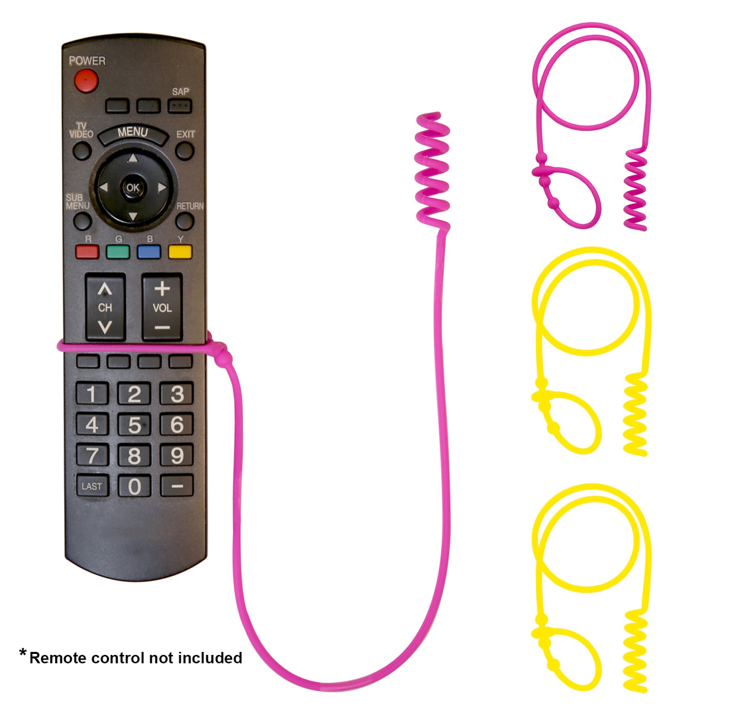 Remote Pigtail. Never Misplace Your Remote Again. Silicone.  4-Pack